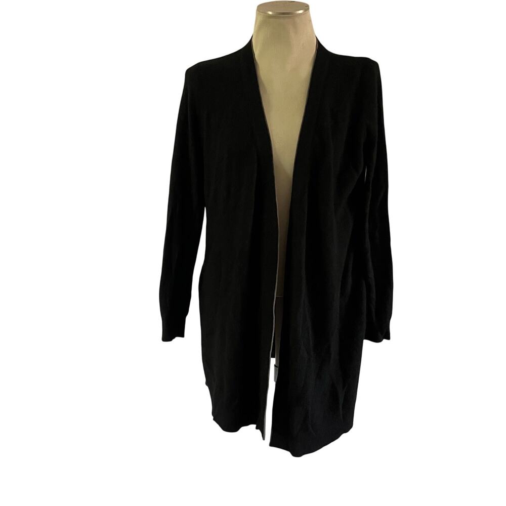 FATE Black Wool & Angora Blend Open Front Cardigan Sweater Sz L Minimalist